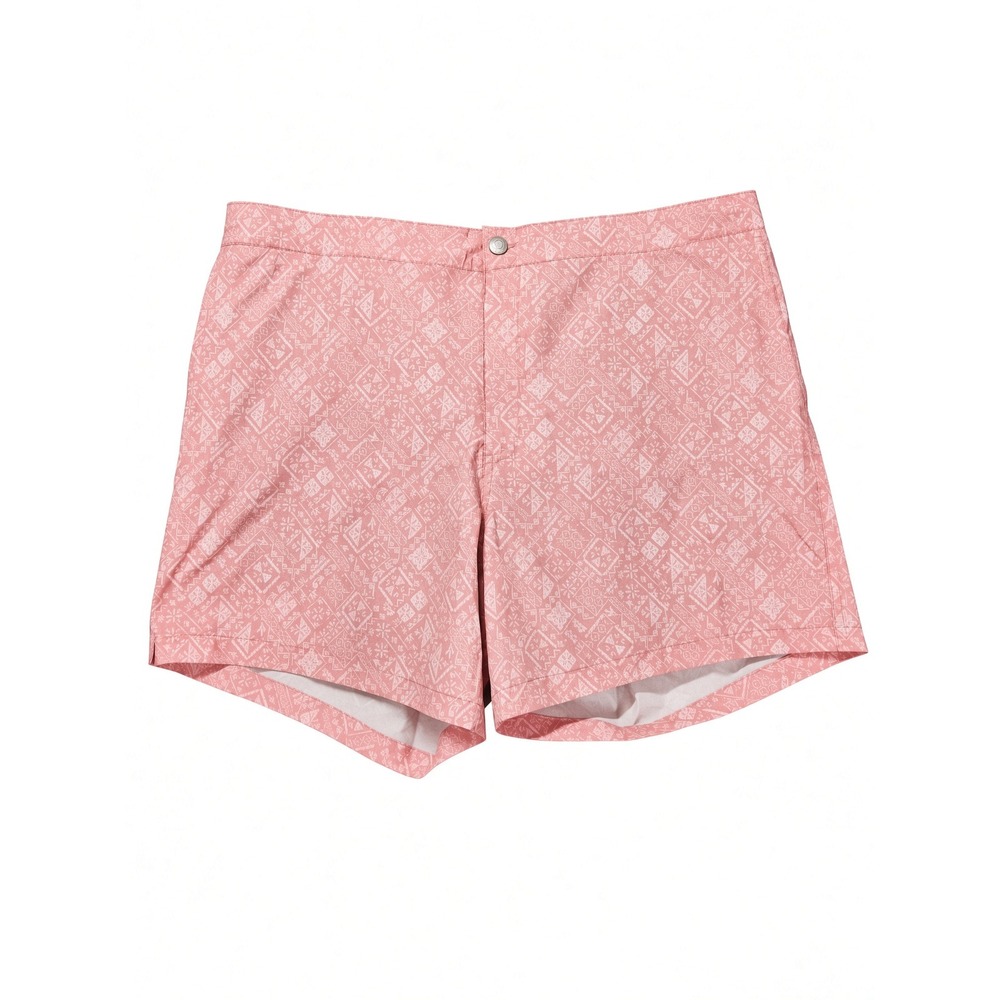 Peter Millar Crown Crafted Mosaic Swim Trunks Men's XL Pink Crepe Geometric NWT